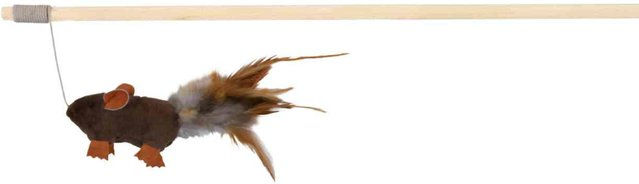 Produktbild von Trixie Spielangel Plüschmaus mit Federn in Braun