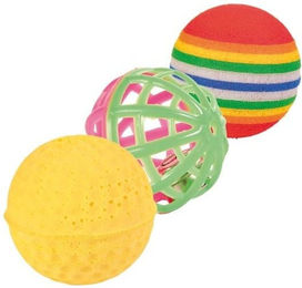 Trixie Spielbälle für Katzen aus Gummi 3 Stück bunt – Bild 1 von 4