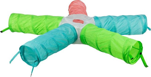 Trixie Spieltunnel mit 6 Ausgängen für Kaninchen und Meerschweinchen aus Polyester bunt 47 cm – Bild 1 von 8