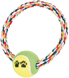 Trixie Tauspielzeug mit Tennisball aus Baumwolle in Grün und Bunt – Bild 1 von 3