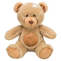 Produktbild von Trixie Teddy Eddy Hundespielzeug aus nachhaltigem Recycling-Plüsch mit Quietscher in Braun und Beige