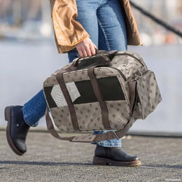 TRIXIE Transportbox Maxima aus Polyester für kleine Hunde und Katzen, beige/braun – Bild 1 von 9