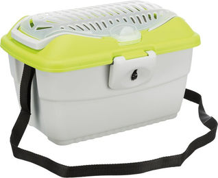 Trixie Transportbox Mini-Capri für Kleintiere wie Kaninchen und Meerschweinchen aus Kunststoff in Hellgrau Grün Weiß 40x22x30 cm – Bild 1 von 5
