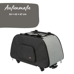 TRIXIE Transportbox Trolley für Hunde und Katzen in Schwarz/Grau mit abnehmbarem Fahrgestell für mittlere Rassen – Bild 1 von 13