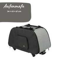 Produktbild von TRIXIE Transportbox Trolley für Hunde und Katzen in Schwarz/Grau mit abnehmbarem Fahrgestell für mittlere Rassen