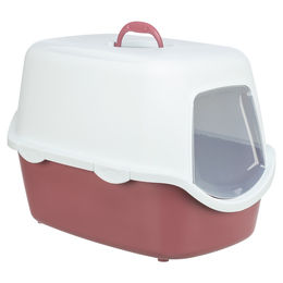 Trixie Vico Katzentoilette mit Haube aus Kunststoff in Rosa/Weiß – Bild 1 von 5