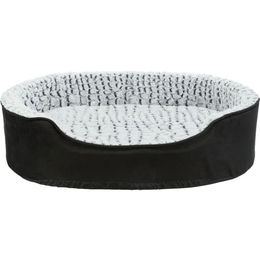 Trixie Vital Hundebett Lino oval aus Plüsch schwarz/grau 83 x 67 cm – Bild 1 von 4