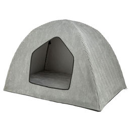 Trixie Vital Orthopädische Hundehöhle Jonna aus Cordplüsch hellgrau 100 x 70 x 70 cm – Bild 1 von 5
