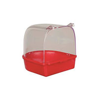 Produktbild von Trixie Vogelbad halbrund aus Kunststoff in Rot Transparent für Wellensittiche Kanarienvögel und Finke