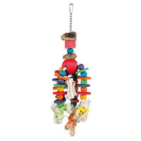 Produktbild von Trixie Vogelspielzeug aus Holz und Kork mit Kette, Seil und Perlen für Wellensittiche, Nymphensittiche und Papageien - 35 cm
