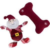 Produktbild von Trixie Weihnachtsgeschenkset Hundespielzeug aus Plüsch mit Knochen und Weihnachtsmann in Rot und Weiß