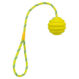 Produktbild von Trixie Wellenball am Seil aus Naturkautschuk in Grün und Gelb