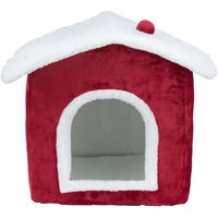 Produktbild von Trixie Xmas Nevio Hundehütte in Weiß und Rot aus Plüsch und Sisal