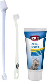 Trixie Zahnpflege-Set für Katzen mit Käsearoma und Zahnbürsten 2 x 50 g – Bild 1 von 12