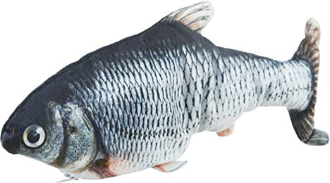 Trixie Zappelfisch Katzenspielzeug aus Plüsch mit Katzenminze 30 cm Grau USB wiederaufladbar - 30 cm – Bild 1 von 10