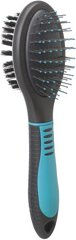 Trixie Zweiseitige Pflegebürste für Hunde und Katzen mit Nylon- und Drahtborsten in Schwarz-Blau - 23 cm – Bild 1 von 10