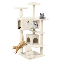 TRMBLE XXL Katzenkratzbaum Beige mit Katzenhöhle und Sisal-Säulen 49 x 49 x 130 cm – Bild 1 von 1