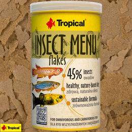 Produktbild von Tropical Insect Menu Flakes Fischfutter mit 45% Insektenanteil für Süßwasserfische 1L