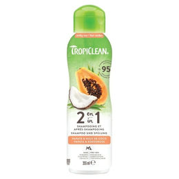 TropiClean 2-in-1 Shampoo und Spülung Papaya-Kokosnuss für Hunde 355 ml – Bild 1 von 1