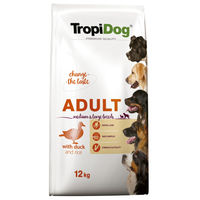 Produktbild von Tropidog Premium Adult Hundefutter Ente mit Reis für mittlere und große Rassen 12 kg - 12 kg
