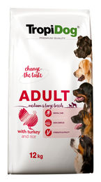 Tropidog Premium Adult Trockenfutter für Hunde mittlerer und großer Rassen mit Truthahn 12 kg - 12 kg – Bild 1 von 5