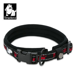 TrueLove Hundehalsband aus Nylon mit Neopren-Unterlegung Schwarz/Rot Größe XL – Bild 1 von 3