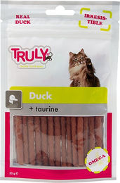 Produktbild von Truly Crunchy Sticks Ente Leckerli für erwachsene Katzen zur Unterstützung der Haarballenreduktion 50g