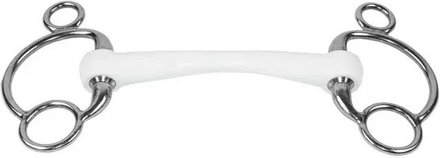 Trust Eggbit Mors für Pferd mit Mullen-Kinnstück aus Kunststoff in Weiß – Bild 1 von 1
