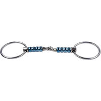 Produktbild von Trust Equestrian Gebiss für Pferde doppelt gebrochen mit Sweet Iron Cherry Roller aus Edelstahl in Blau