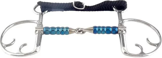 Trust Equestrian Gebiss mit 2 Ringen Kimblehook Cherry Roller aus Sweet Iron für Pferde in Blau – Bild 1 von 1