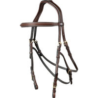 Produktbild von Trust Equestrian Hickstead Hackamore Trense aus Leder in Braun/Gold für Vollblut