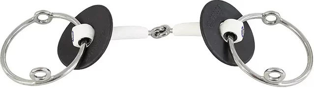 Trust Equestrian Inno Sense Gag Gebiss für Pferde mit 2 Ringen und Gelenk in Silber und Weiß – Bild 1 von 1