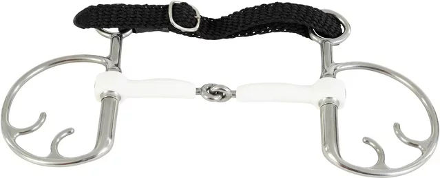 Trust Equestrian Kimblehook Mundstück für bewegliche Pferde in Silber und Weiß – Bild 1 von 1