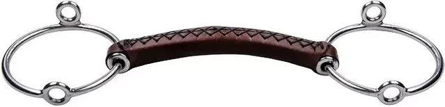 Trust Equestrian Mors mit 2 Ringen aus Leder für Pferde Braun – Bild 1 von 1