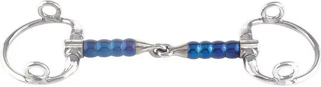 Trust Equestrian Olivenkopftrense mit Cherry Roller Gebiss aus Edelstahl in Blau – Bild 1 von 1