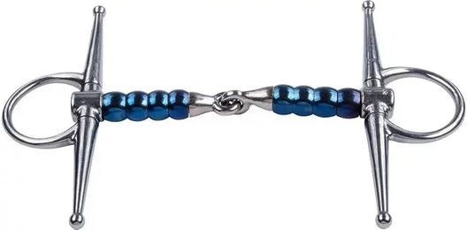 Trust Equestrian Schenkeltrense Sweet Iron Full Cheek mit Cherry Roller Blau Größe 16 – Bild 1 von 1