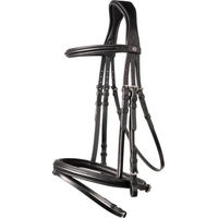 Produktbild von Trust Equestrian Trense Knokke Englisch Kombinierter Trensenzaum aus Leder Schwarz Silber Full