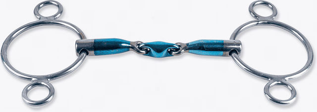 Produktbild von Trust Sweet Iron-3 Ring-Elliptical Gebiss aus Edelstahl Blau 13,5 cm