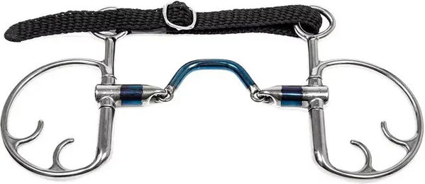 Trust Sweet Iron Kimblehook Gebiss für Pferde mit 2 Ringen aus Edelstahl in Silber und Blau – Bild 1 von 1