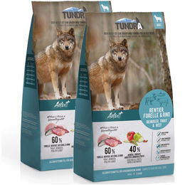 Produktbild von Tundra Hundefutter Rentier Forelle Rind Getreidefrei Sensitive Sparpaket 2 x 11,34 kg
