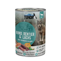 Produktbild von Tundra Hundefutter Rind Rentier und Lachs getreidefrei ohne Zucker 6x400g