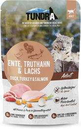Produktbild von Tundra Katzen Nassfutter Pouch mit Ente, Truthahn & Lachs für adulte Katzen 16x85g mit hohem Fleischanteil - 16 x 85 g