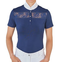 Produktbild von Turnier-Reitshirt Amora Damen Kurzarm Marine Blau XL