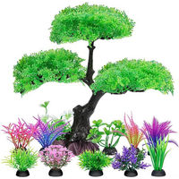 Produktbild von TUWENA Aquariendeko Set aus Kunststoff mit künstlichen Pflanzen und Baum für Aquarien