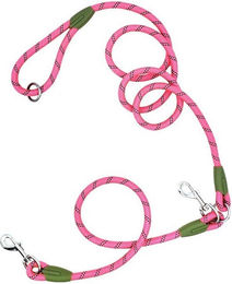 TUWENA Hundeleine aus Nylon für mittelgroße Hunde mit Reflektierung und verstellbarer Länge 2,4m in Rosa – Bild 1 von 4