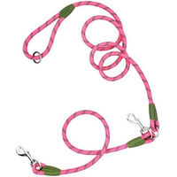 Produktbild von TUWENA Hundeleine aus Nylon für mittelgroße Hunde mit Reflektierung und verstellbarer Länge 2,4m in Rosa