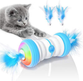 TUWENA Interaktives Elektrisches Katzenspielzeug mit LED-Leuchten und USB-Aufladung aus Kunststoff in Bunt und Blau – Bild 1 von 5