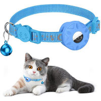 Produktbild von TUWENA Katzenhalsband mit AirTag Halter und Glocke reflektierend blau