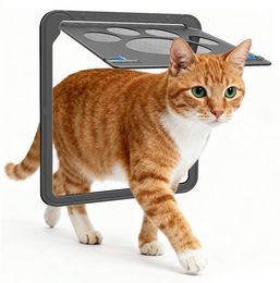 TUWENA Katzenklappe für Fliegengitter, abschließbare Haustiertür für Katzen und Hunde, Schwarz, Nylon – Bild 1 von 5