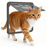 Produktbild von TUWENA Katzenklappe für Fliegengitter, abschließbare Haustiertür für Katzen und Hunde, Schwarz, Nylon